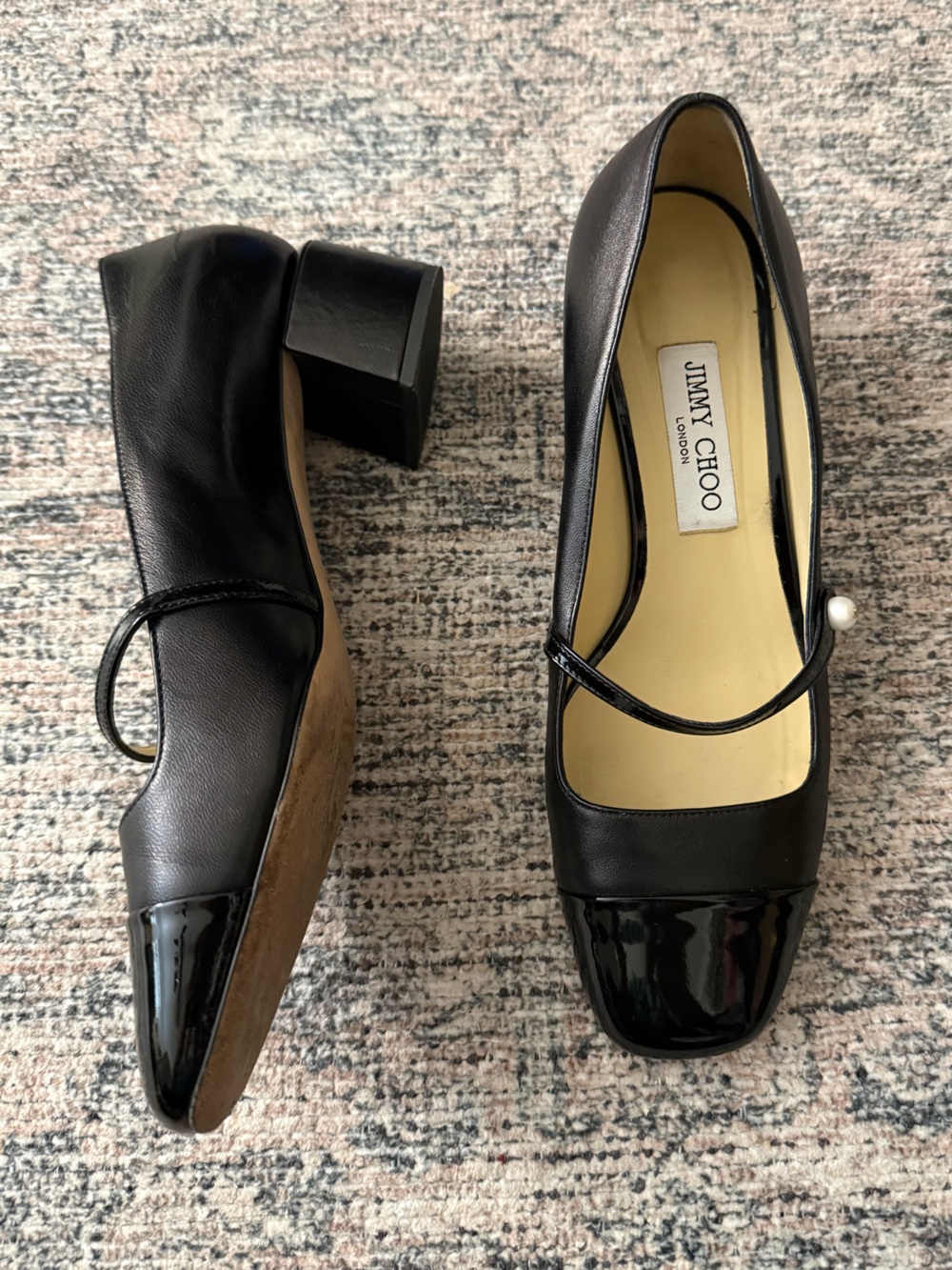 Jimmy Choo Black Elisa 45 Black Nappa Mary Jane Pumps